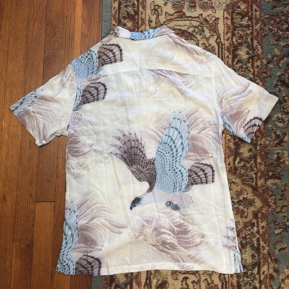 All Saints Multicolor Feather Print Button Down Collared Shirt - Picture 2 of 11